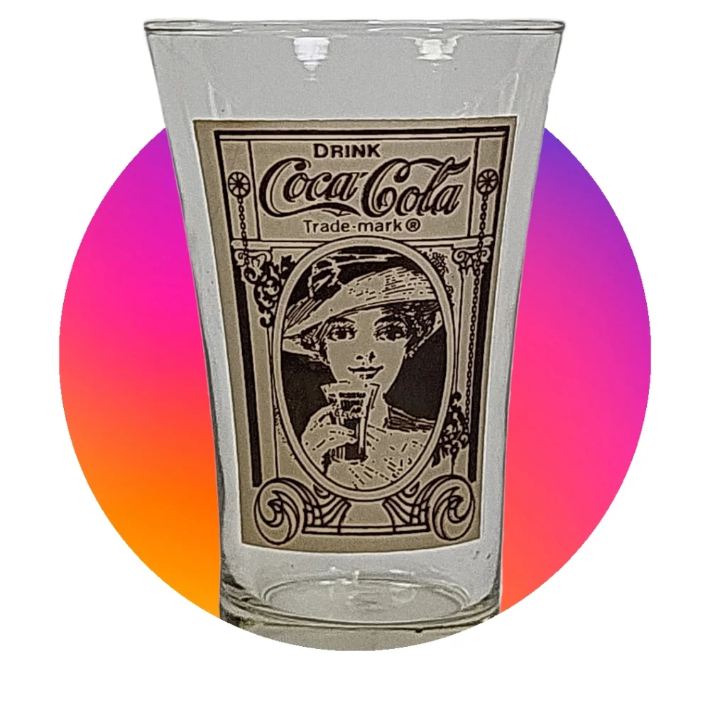 🪷3/$20🪷 EUC Vintage  Coke Coca Cola Flair Glass Victorian Lady 16oz No Cracks
